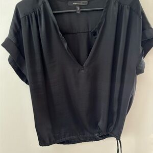 BCBGMaxazaria black silk-like short sleeve blouse